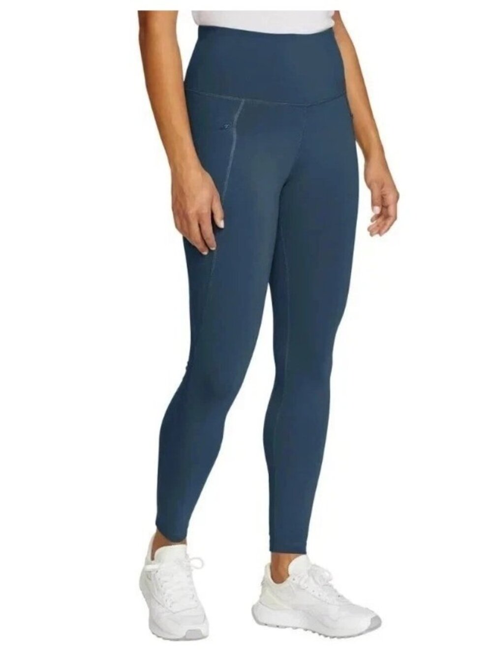 NWT Eddie Bauer Women's S Trail Tight Leggings High-Rise Blue Zip Pockets P0815